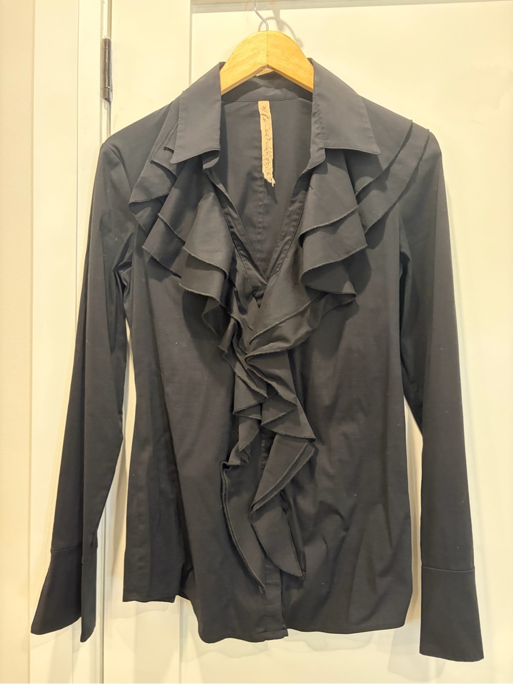 Bailey 44 Black Ruffled Collar Long-Sleeve Blouse